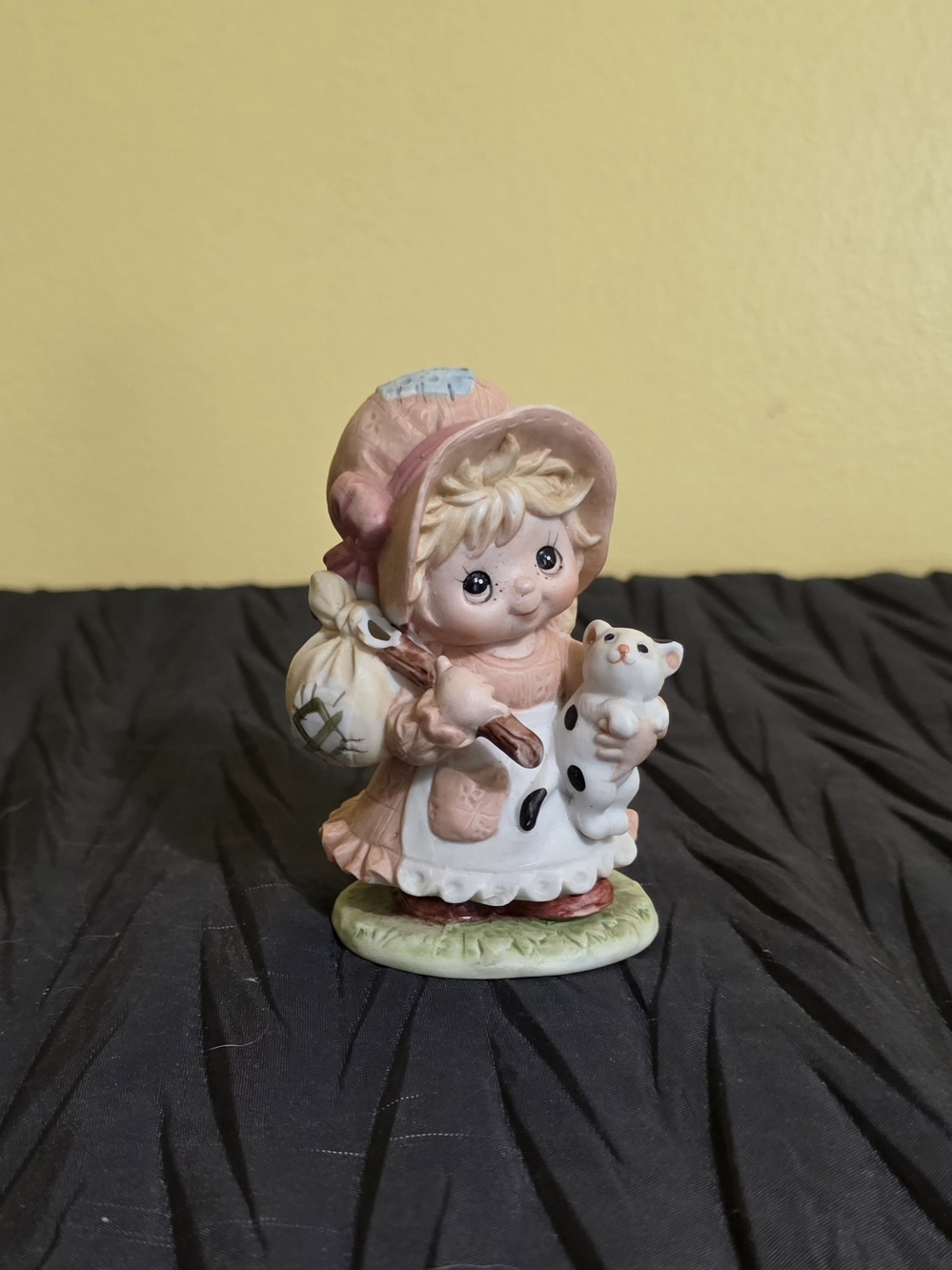 Homco Pink and White Girl Figurine with Cat
